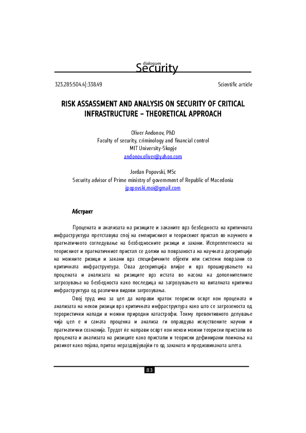 (PDF) Risk Assessment and Analysis on Security of Critical ...
