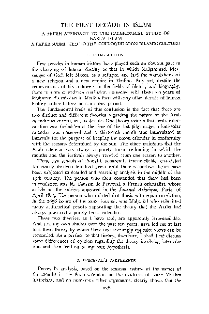 (PDF) The First Decade in Islam a Fresh Approach to the Calendrical ...