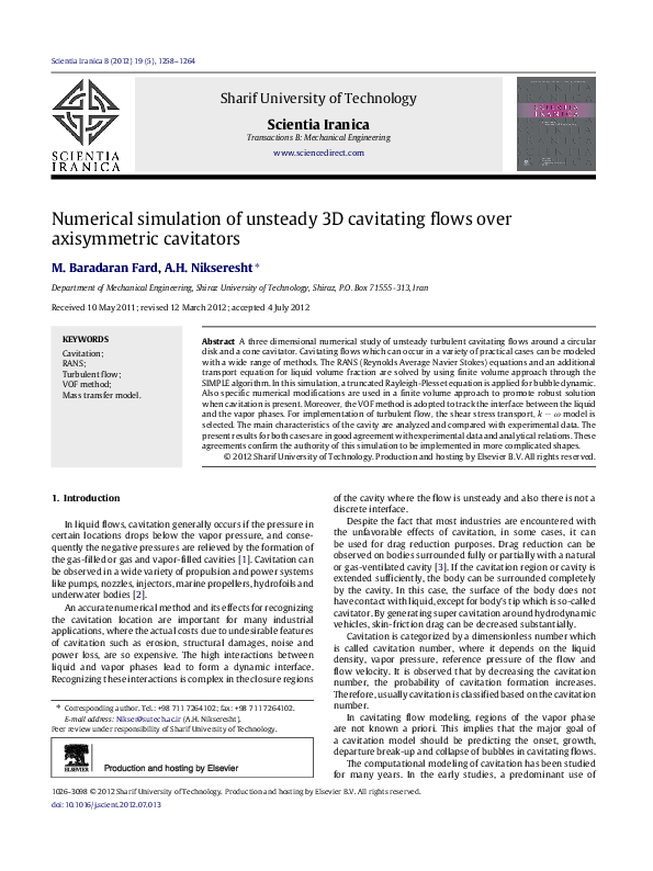 (PDF) Numerical simulation of unsteady 3D cavitating flows over ...