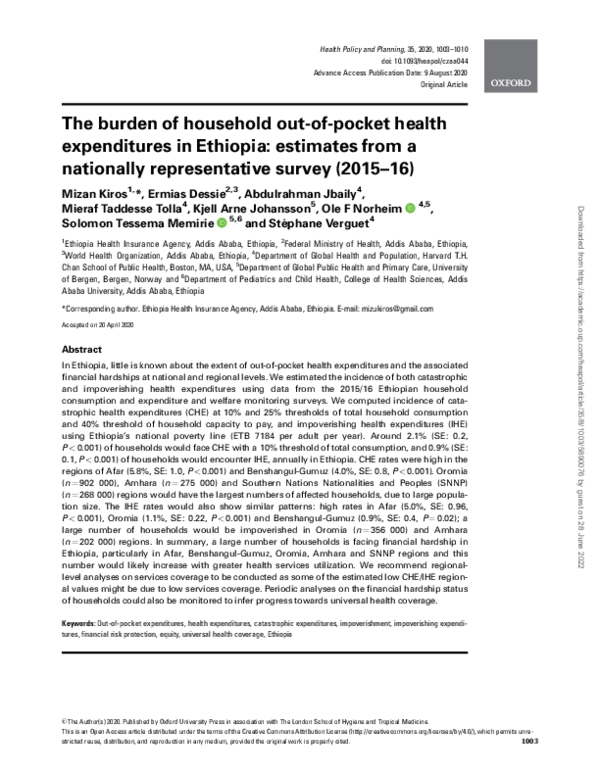 (PDF) The burden of household out-of-pocket health expenditures in ...