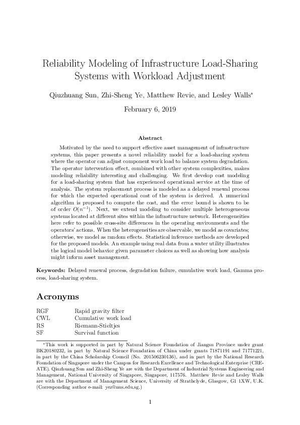 (PDF) Reliability Modeling of Infrastructure Load-Sharing Systems With ...