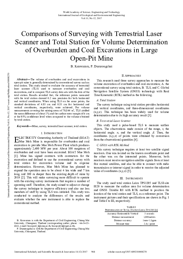 (PDF) Comparisons Of Surveying With Terrestrial Laser Scanner And Total ...