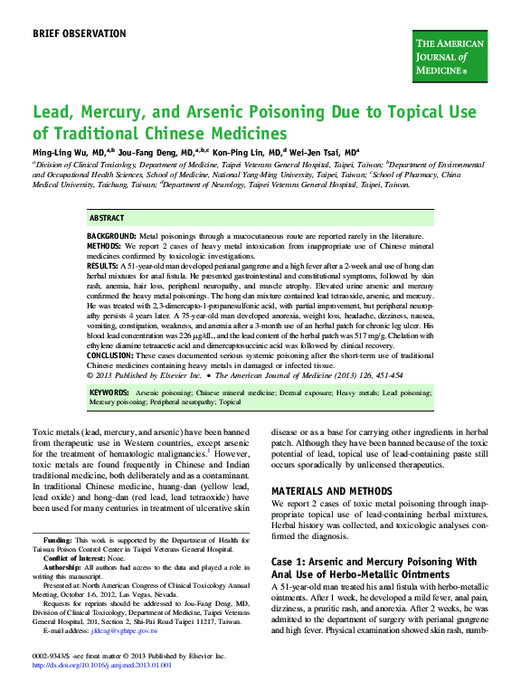 (PDF) Lead, Mercury, and Arsenic Poisoning Due to Topical Use of ...