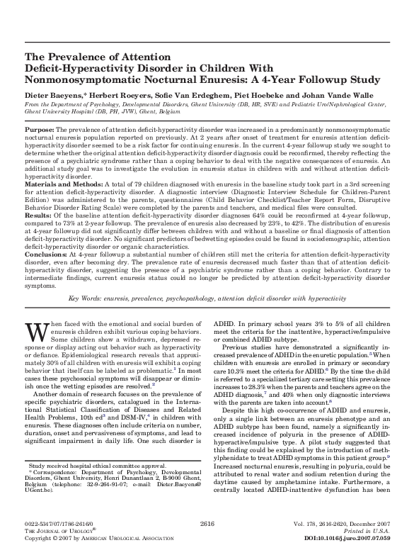 (PDF) Prevalence of Attention Deficit Hyperactivity Disorder in an ...