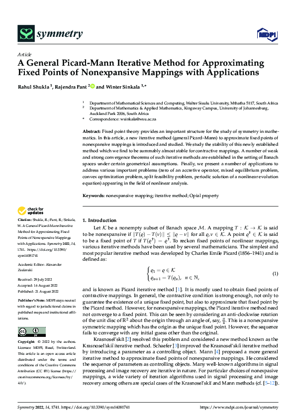(PDF) A General Picard-Mann Iterative Method for Approximating Fixed ...