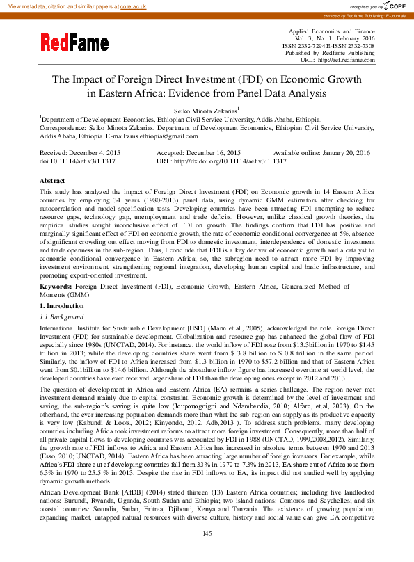 (PDF) The Impact of Foreign Direct Investment (FDI) on Economic Growth ...