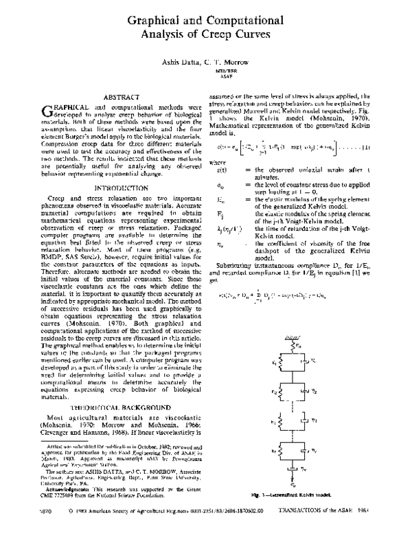(PDF) Graphical and Computational Analysis of Creep Curves