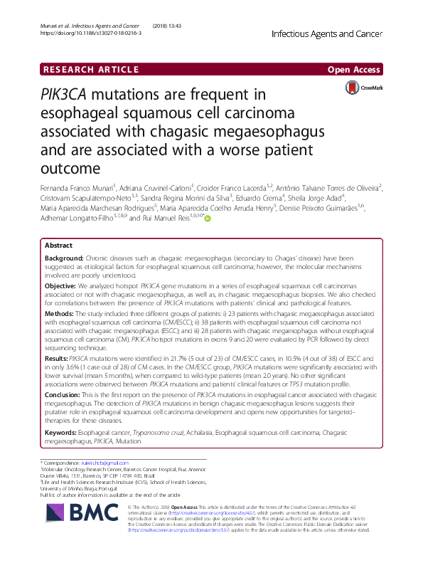 (PDF) PIK3CA mutations are frequent in esophageal squamous cell ...