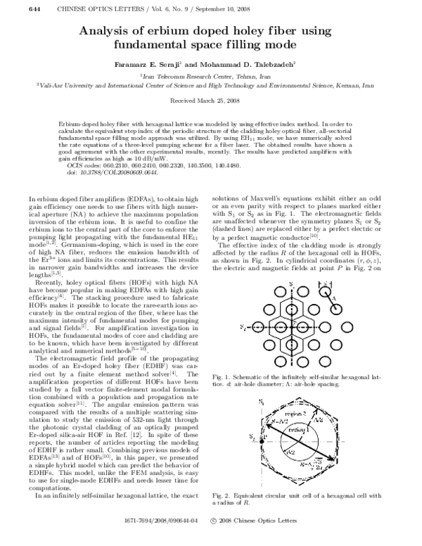 (PDF) Analysis of erbium doped holey fiber using fundamental space ...