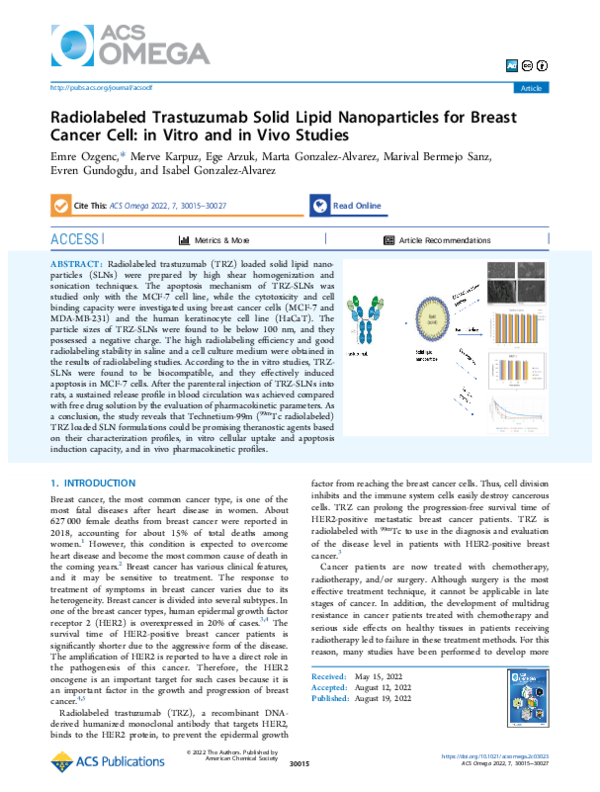 (PDF) Radiolabeled Trastuzumab Solid Lipid Nanoparticles for Breast