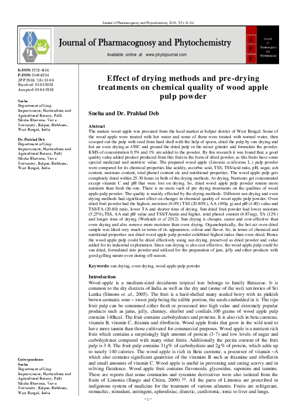 (PDF) Effect of drying methods and pre-drying treatments on chemical ...