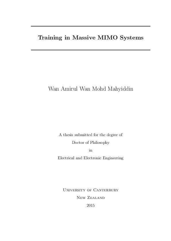(PDF) Training in Massive MIMO Systems