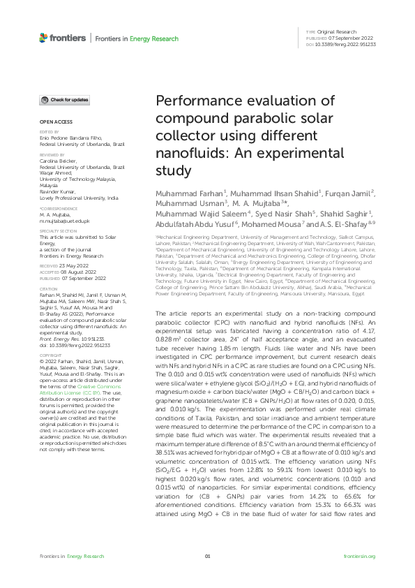 (PDF) Performance evaluation of compound parabolic solar collector ...
