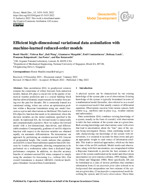 (PDF) Efficient high-dimensional variational data assimilation with ...