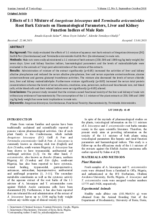 (PDF) Effects of 1:1 Mixture of Anogeissus leiocarpus and Terminalia ...