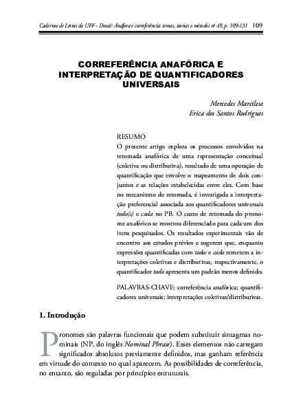 (PDF) Anaphoric Reference in Quantifier Interpretation