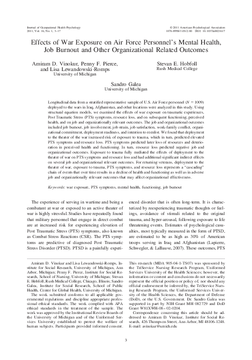 (PDF) Effects of war exposure on air force personnel's mental health ...