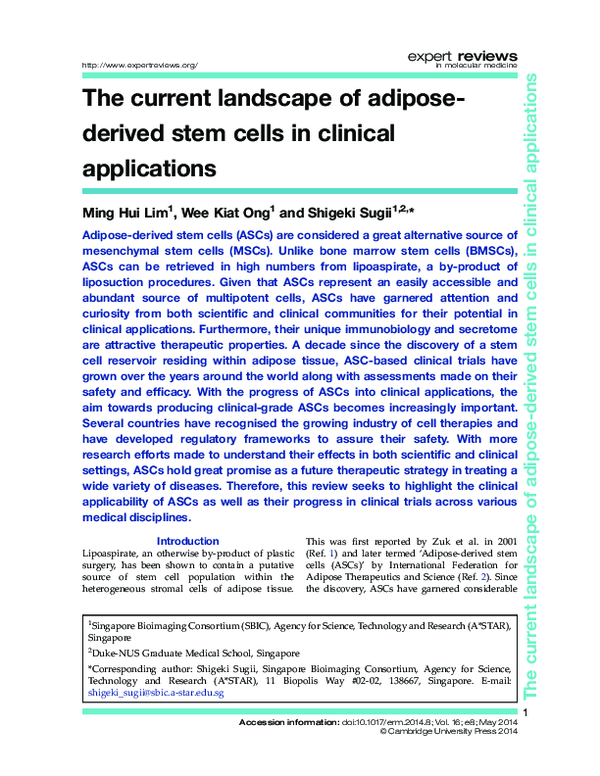 (PDF) The current landscape of adipose-derived stem cells in clinical ...