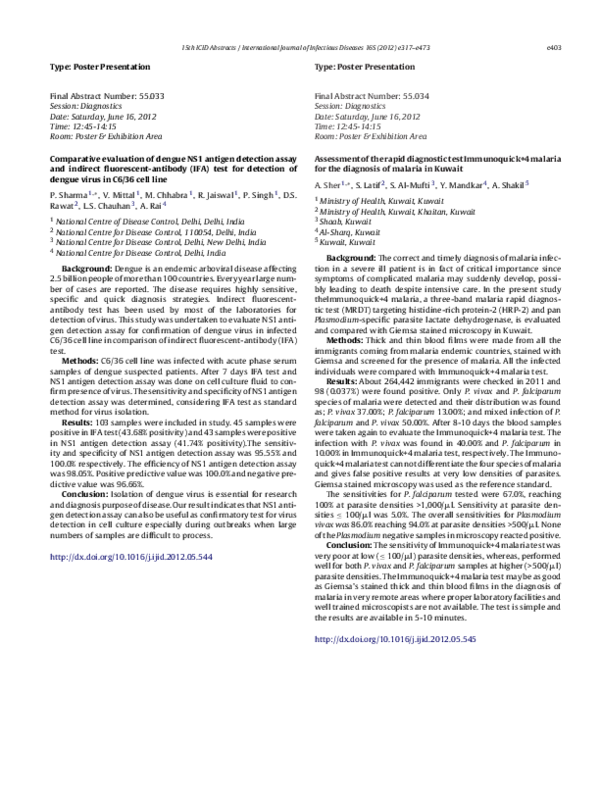 (PDF) Comparative evaluation of dengue NS1 antigen detection assay and ...