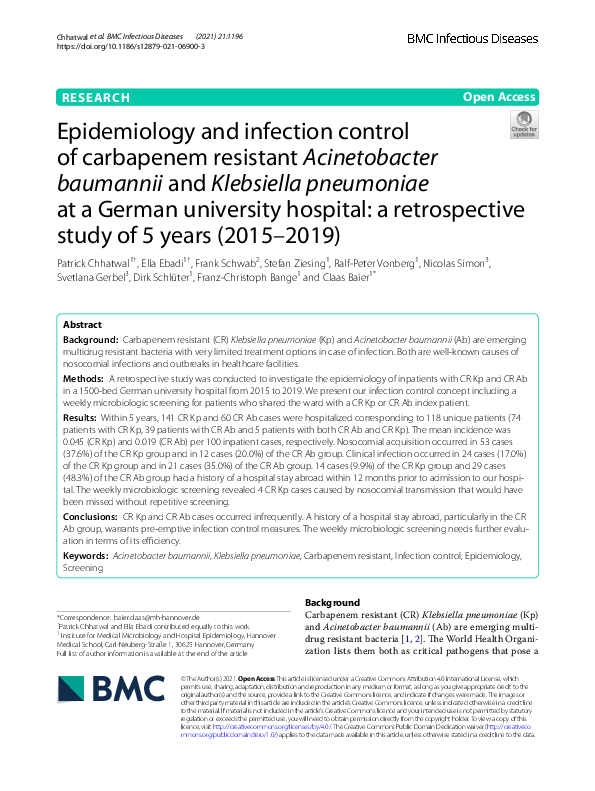(PDF) Epidemiology and infection control of carbapenem resistant ...