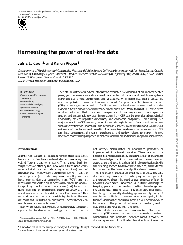 (PDF) Harnessing the power of real-life data
