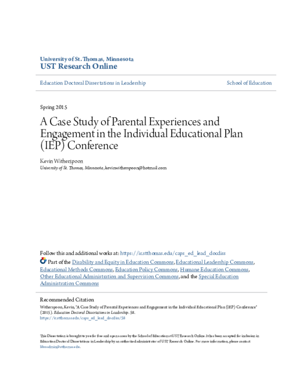 (PDF) A Case Study of Parental Experiences and Engagement in the ...