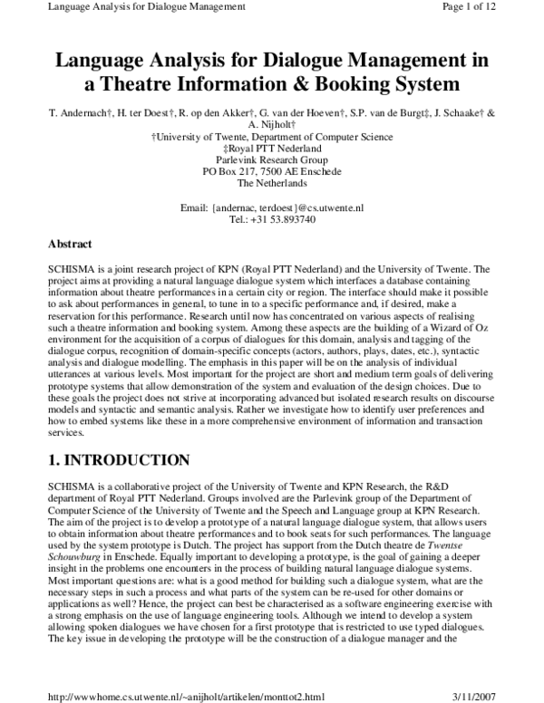 (PDF) Language Analysis for Dialogue Management Language Analysis for ...