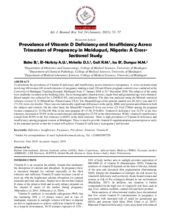 (PDF) Prevalence of Vitamin D Deficiency and Insufficiency Across ...