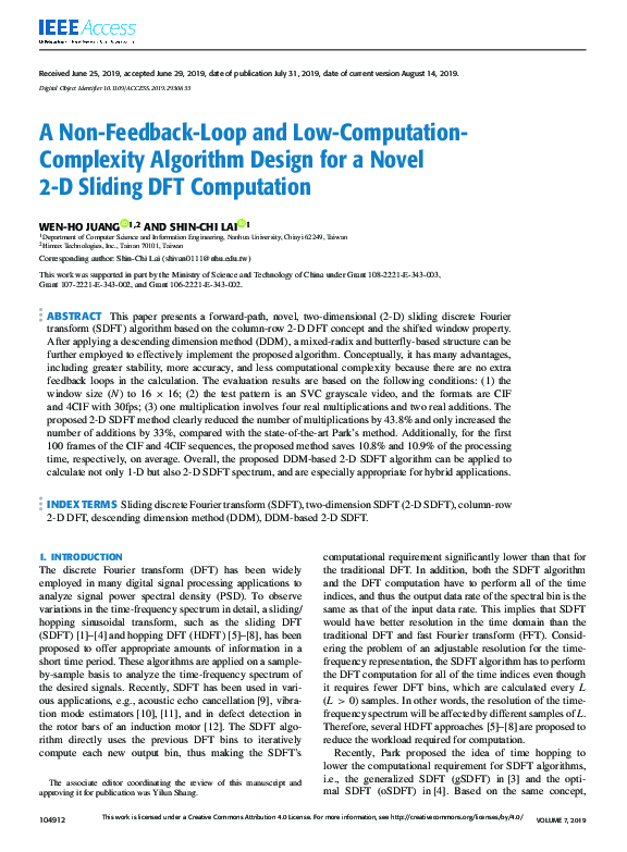(PDF) A Non-Feedback-Loop and Low-Computation- Complexity Algorithm ...
