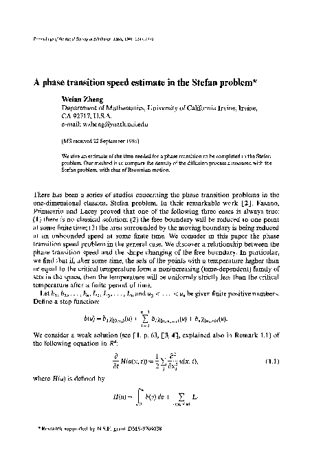 (PDF) A phase transition speed estimate in the Stefan problem