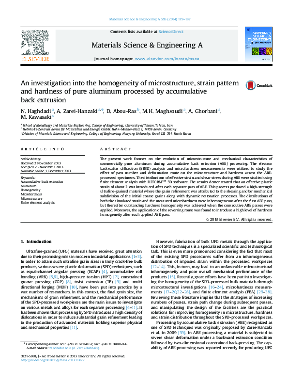 (PDF) An investigation into the homogeneity of microstructure, strain ...