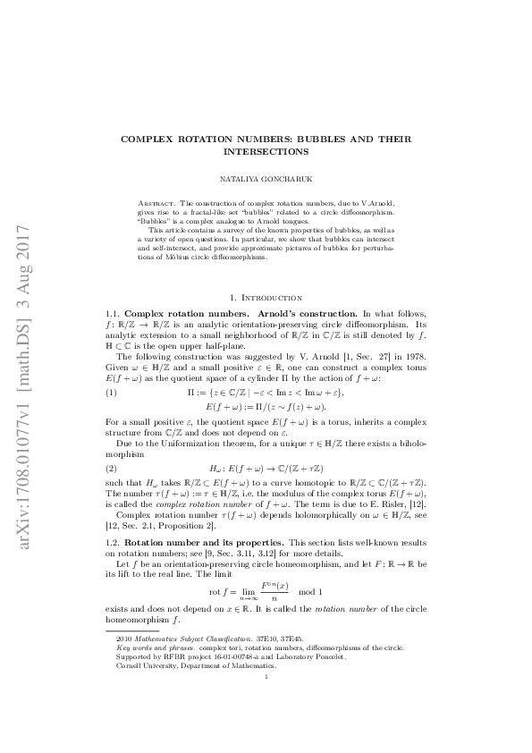 (PDF) Complex rotation numbers: bubbles and their intersections ...