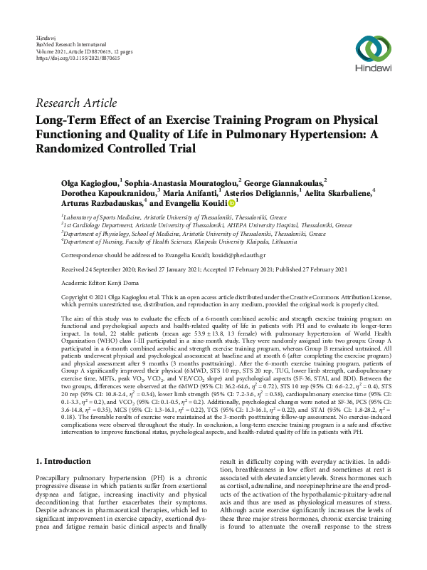 (PDF) Long-Term Effect of an Exercise Training Program on Physical ...