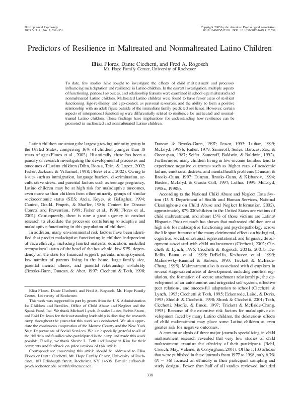 (PDF) Predictors of Resilience in Maltreated and Nonmaltreated Latino ...