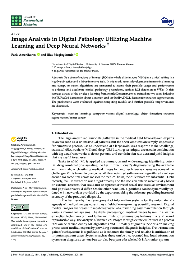 (PDF) Image Analysis in Digital Pathology Utilizing Machine Learning ...