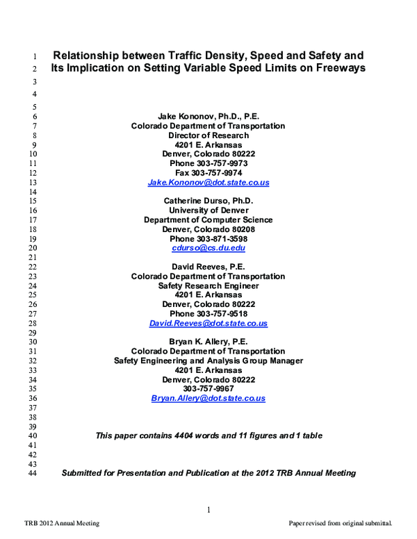 (PDF) Its Implication on Setting Variable Speed Limits on Freeways