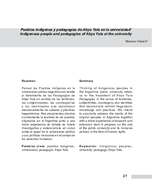 (PDF) Pueblos indígenas y pedagogías de Abya Yala en la universidad ...