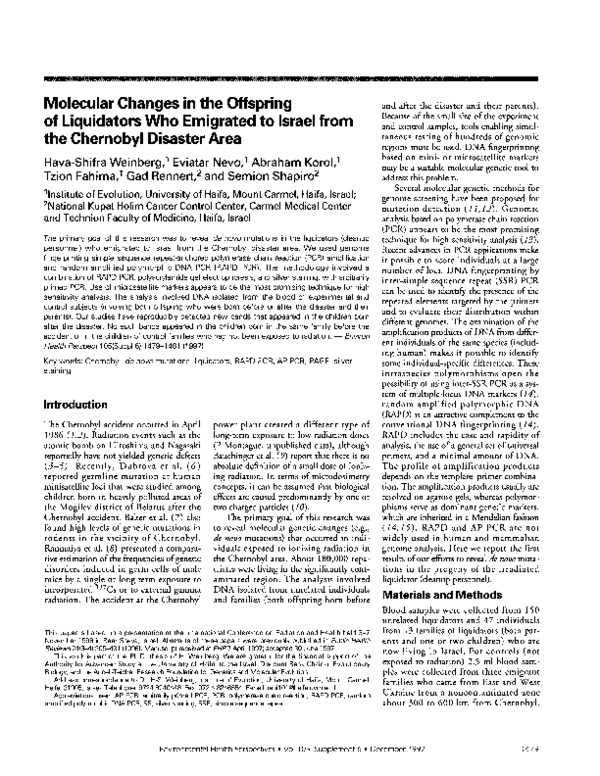 (PDF) Molecular Changes in the Offspring of Liquidators Who Emigrated ...