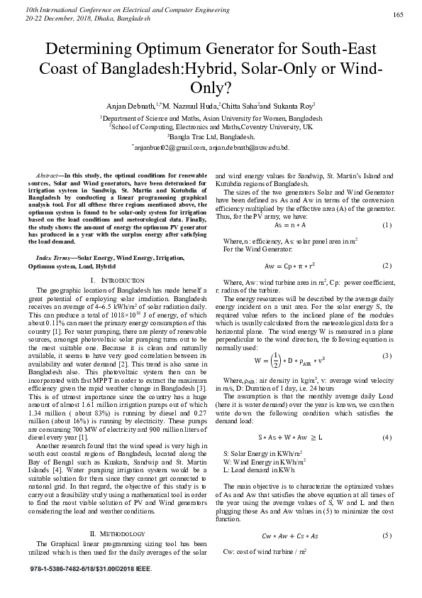(PDF) Determining Optimum Generator for South-East Coast of Bangladesh ...