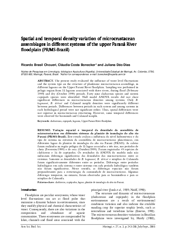 (PDF) Spatial and temporal density variation of microcrustacean ...
