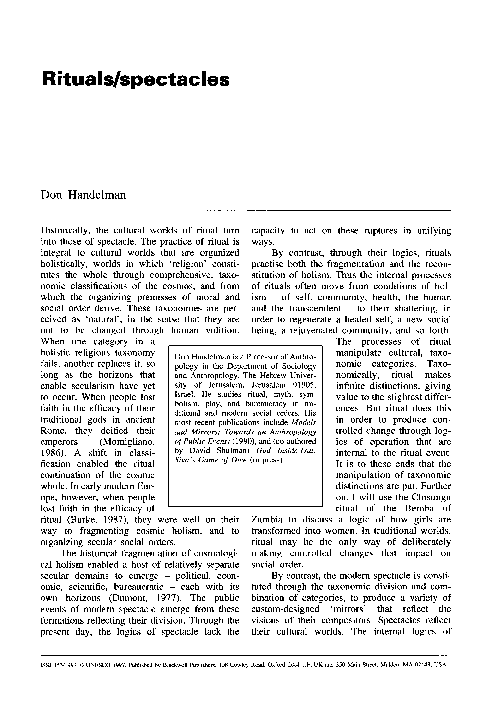 (PDF) Rituals/spectacles