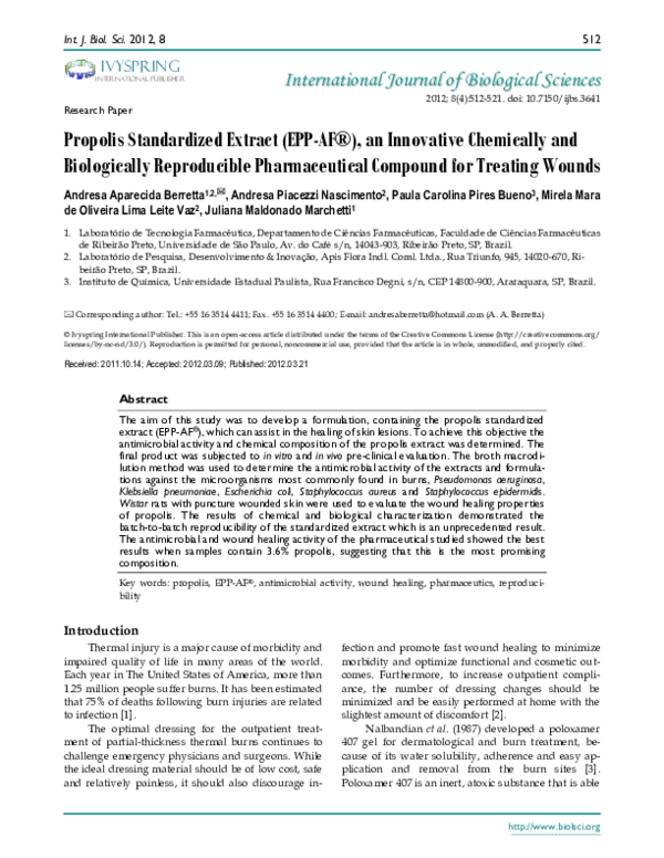 (PDF) Propolis Standardized Extract (EPP-AF®), an Innovative Chemically ...