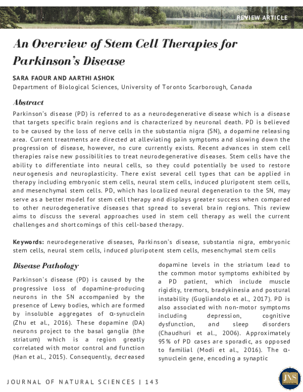 (PDF) An Overview of Stem Cell Therapies for Parkinson’s Disease