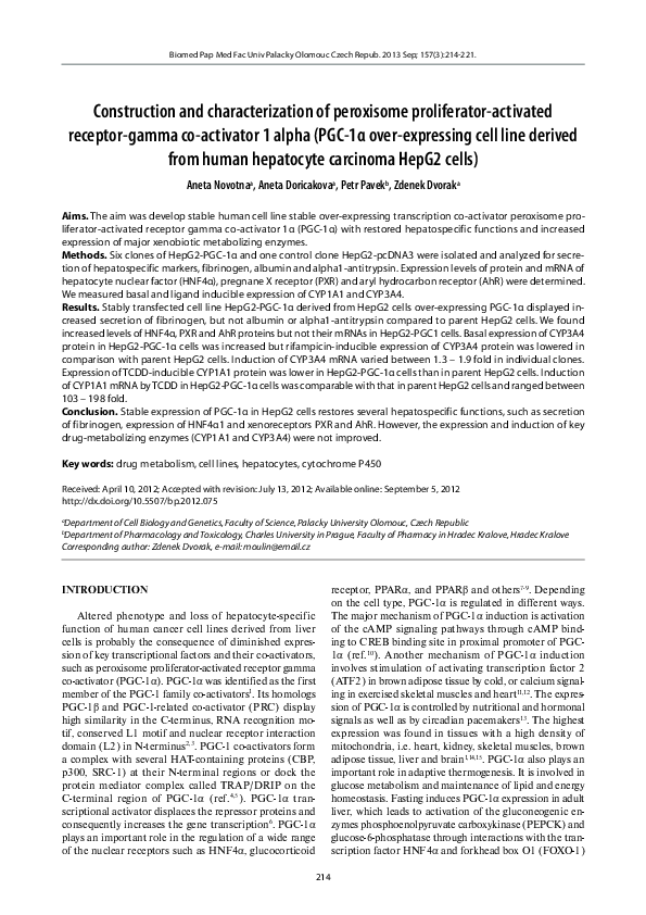 (PDF) Construction and characterization of peroxisome proliferator ...