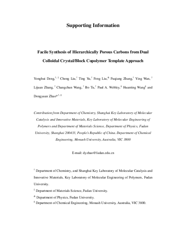 (PDF) Facile Synthesis of Hierarchically Porous Carbons from Dual ...