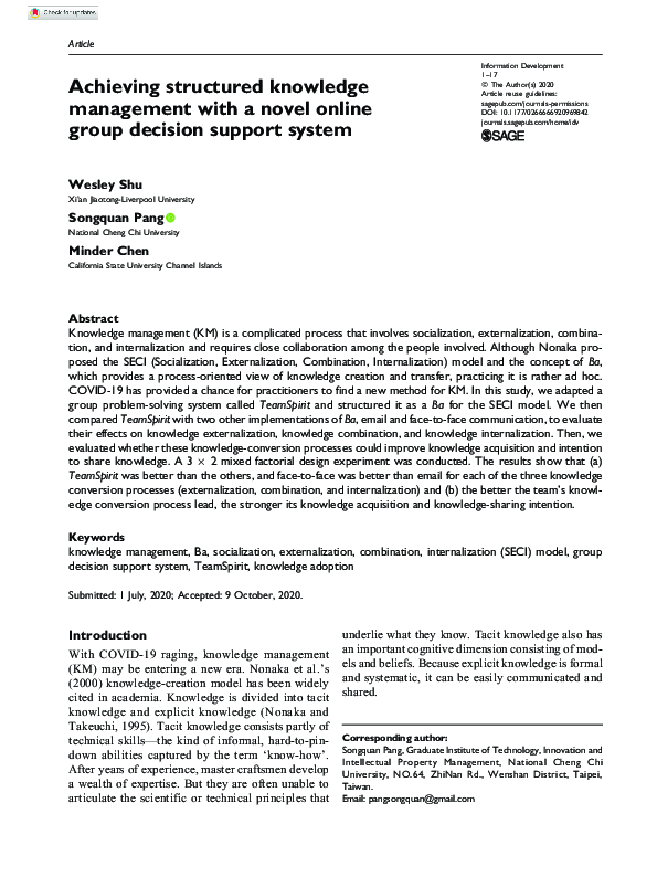 (PDF) Achieving structured knowledge management with a novel online ...