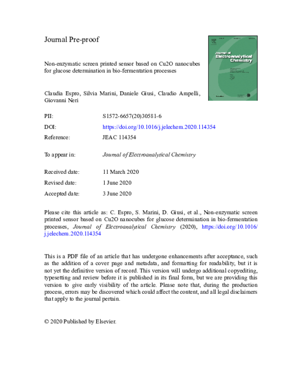 (PDF) Non-enzymatic screen printed sensor based on Cu2O nanocubes for ...