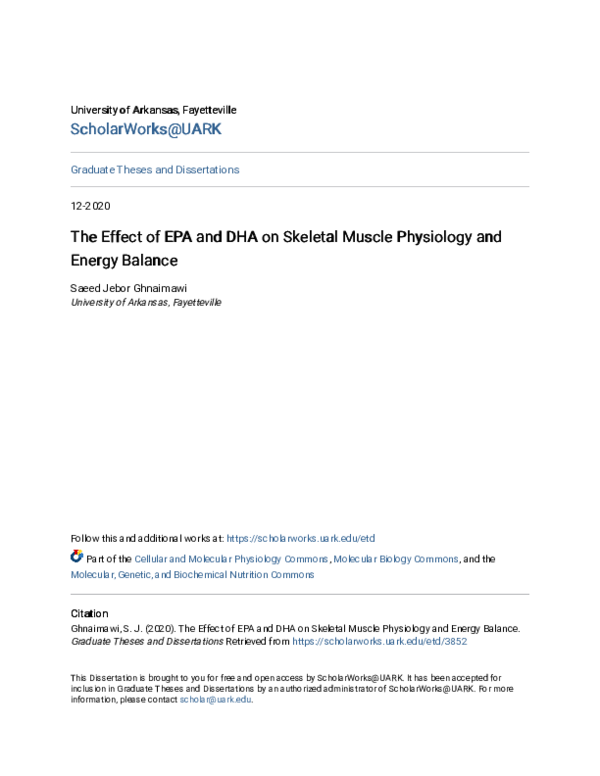 (PDF) The Effect of EPA and DHA on Skeletal Muscle Physiology and ...