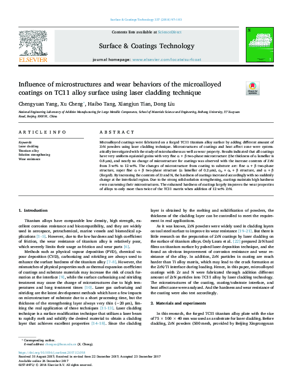 (PDF) Influence of microstructures and wear behaviors of the ...
