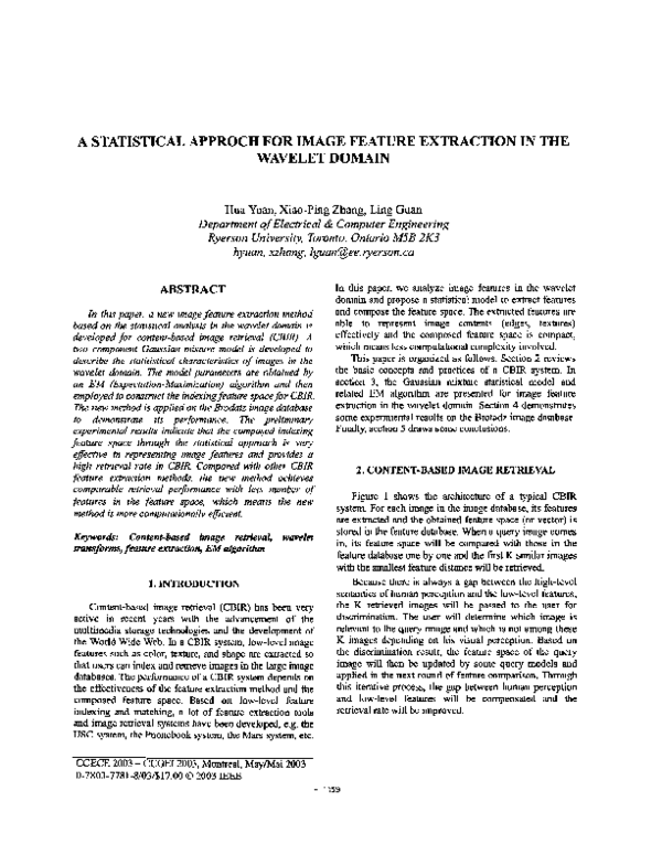 (PDF) A statistical approach for image feature extraction in the ...